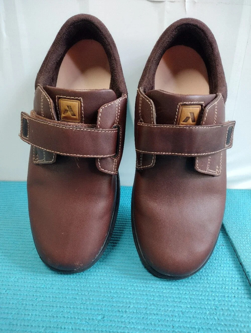 Anodyne No. 64 Men's Diabetic Walking Shoes Brown Leather Hook & Loop 8.5